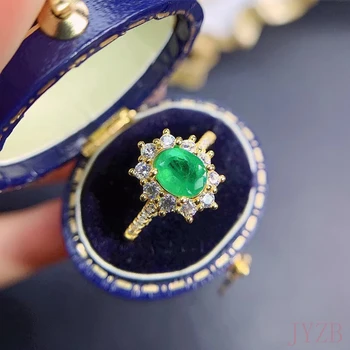 AAAA100% Natūralus Kolumbijos Smaragdas Moterų Žiedas 925 Sterlingas Sidabro Dovana, Dovanos, 5x7mm