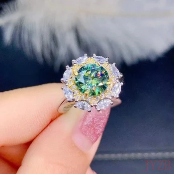 100% Žiedas 2C Lakuotais deimantų halo vestuvinis žiedas žada dovana sterlingas sidabro juvelyriniai dirbiniai moterų, mergaičių