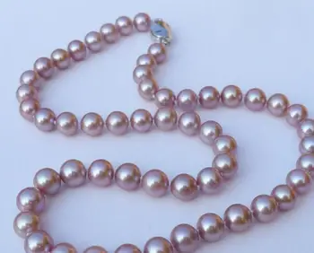elegantiškas 8-9MM pietų jūros natūralios rąsto levandų perlų vėrinį 18inch