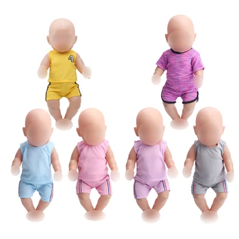 Lėlės Drabužių Purpurinis Rožinis Mėlynas Pilkas Geltonas Sportinis Kostiumas 43cm Baby Doll ir 18 Colių Mergina Lėlės f141-f212
