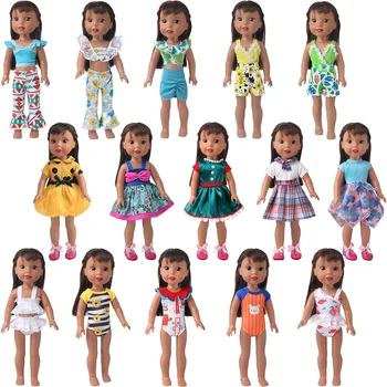 Vienas Gabalas Kawaii Vasaros Havajai Paplūdimio Drabužių Kolekcija Nustatyti Kūdikių Lėlės 35-40cm ir Mergina Lėlės 14.5 Colių Žaislas Priedai