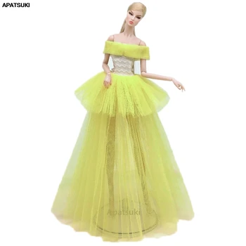 Geltona Multi-layer Vestuvių Suknelės Barbie Drabužių Mados Lėlės Komplektus Suknelė 1/6 BJD Lėlės Priedai Vaikams, Žaislai