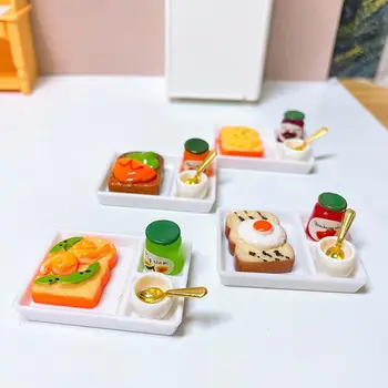 5vnt/set Naujas Miniatiūriniai Lėlių Skrudinta Duona, Uogiene Vakarienė Plokštės Taurės Šaukštas Dėl Lėlės Namas Žaisti Virtuvės Reikmenys